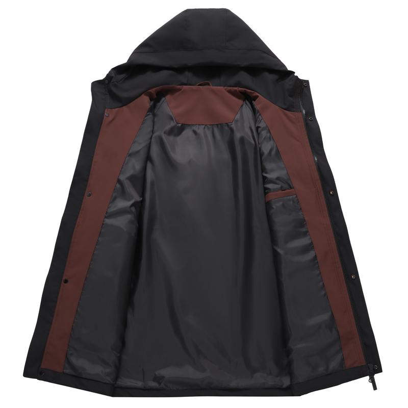 Plus Size 4XL-11XL Autumn Waterproof Trench Coat for Men Windbreaker Casual Long Sleeve Oversize Men's Jackets Hooded