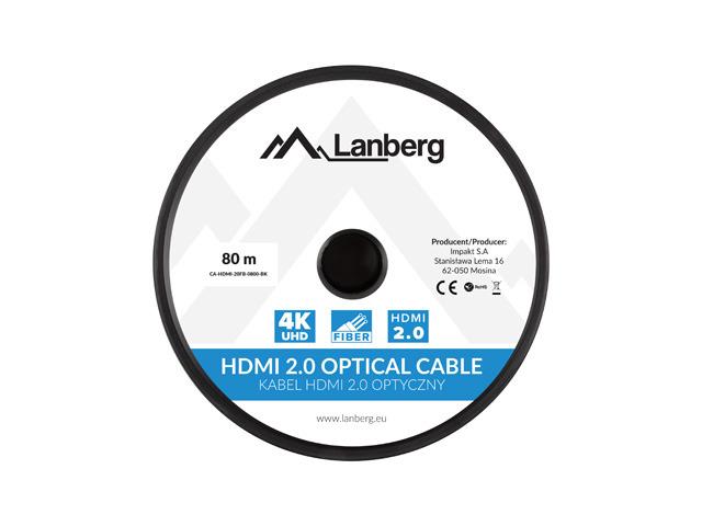 Lanberg CA-HDMI-20FB-0800-BK HDMI Cable 80 M HDMI Type A (Standard) Black, Silver