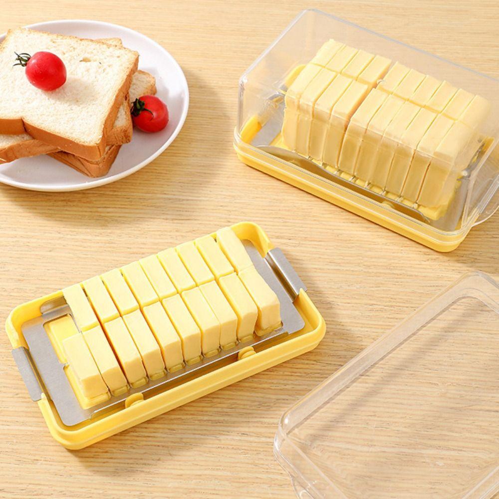 with Cutting Net Butter Slicer Box Clear Lid Cheese Container Kitchen Baking