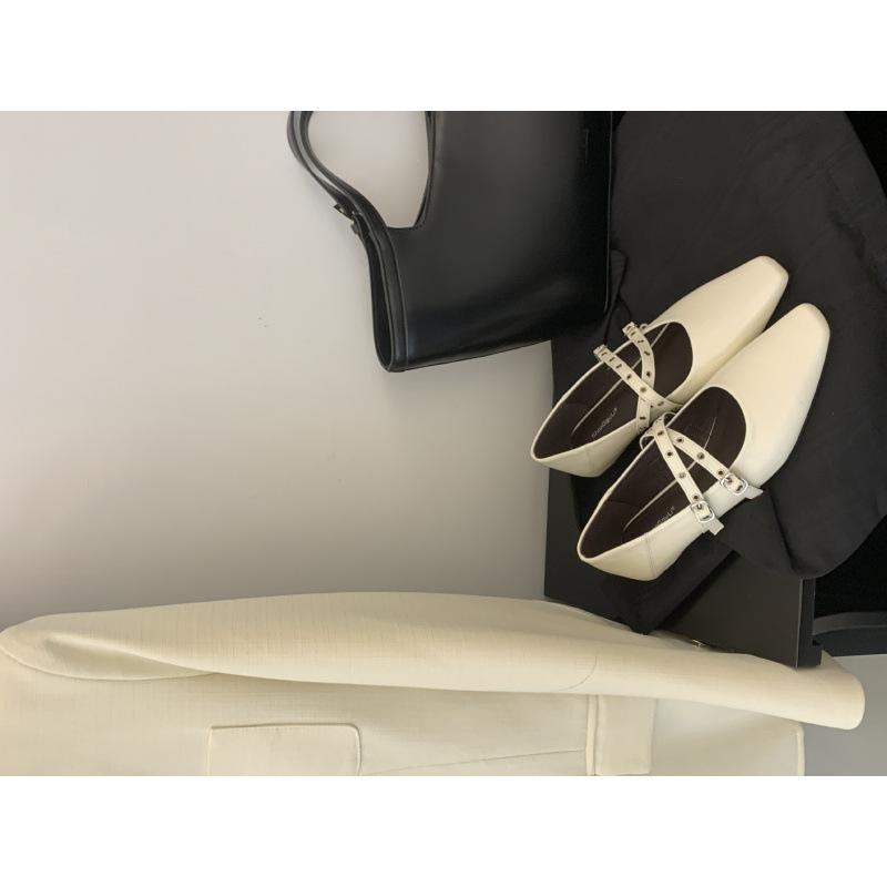 Simple and versatile Mary Jane shoes women's 2025 spring and autumn new cross-buckle soft leather evening low-heeled single shoes