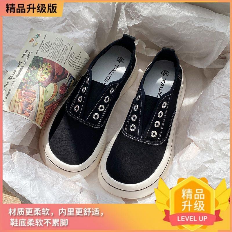 

Модные Минималистичные Повседневные Самые Продаваемые Разноцветные Слипоны из Канваса, Металлические Люверсы, Идеально для Ежедневной Носки в Кампусе 35 чёрный