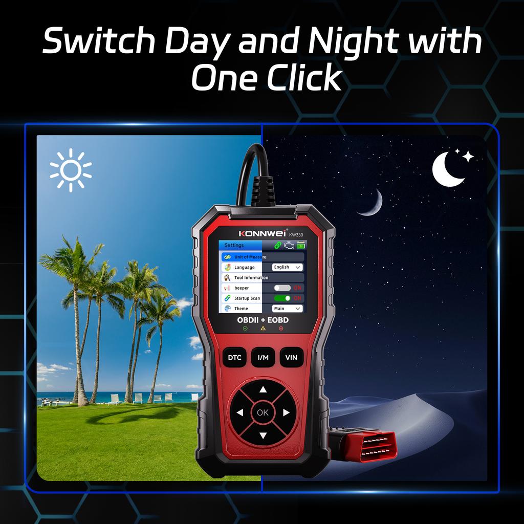 AWP1 2026 KONNWEI KW330 Car OBD2 Fault Scanner Engine Battery Test Fault Code Clear Real-Time Data Professional OBD Inspection Tool