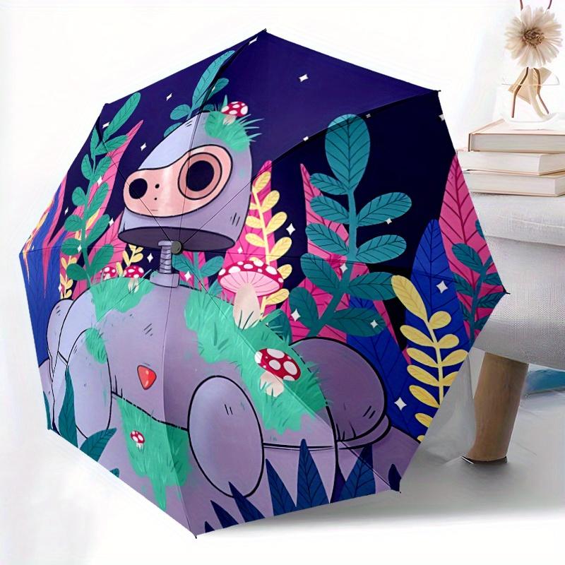 1pc Robot Garden Automatic Open/Close Umbrella, Portable Folding Umbrella for Travel, Themed Events, It is suitable as a gift for various festivals, O