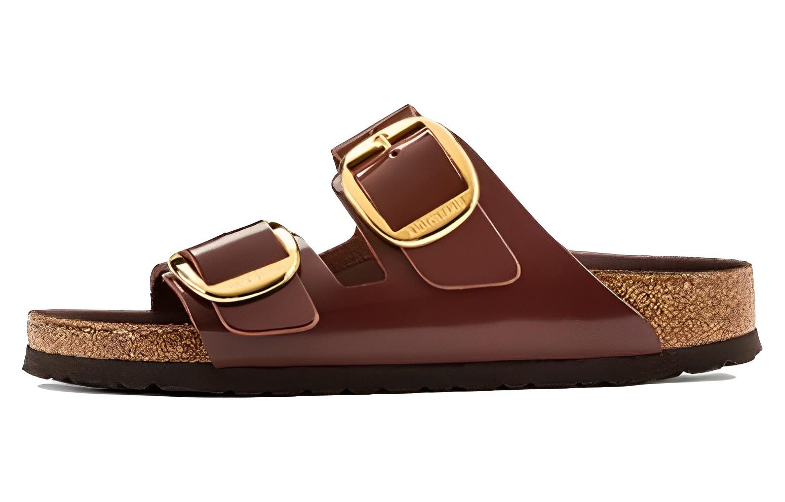 Birkenstock Arizona Большая пряжка Натуральная кожа Лакированная Глиняный темно-коричневый Женская 1021388 36