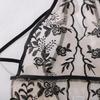 Women's Sexy Rose Embroidery Shapewear Set Ultra-Sheer Mesh Push-Up Lingerie Set