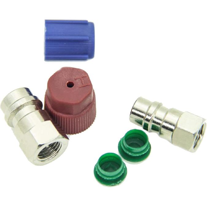 R12 To R134a Conversion Kit, R12 To R134a Retrofit Kit, R12 R22 To R134A High and Low Fitting Port 1/4" To 7/16" Conversion Adapter Air Conditioner