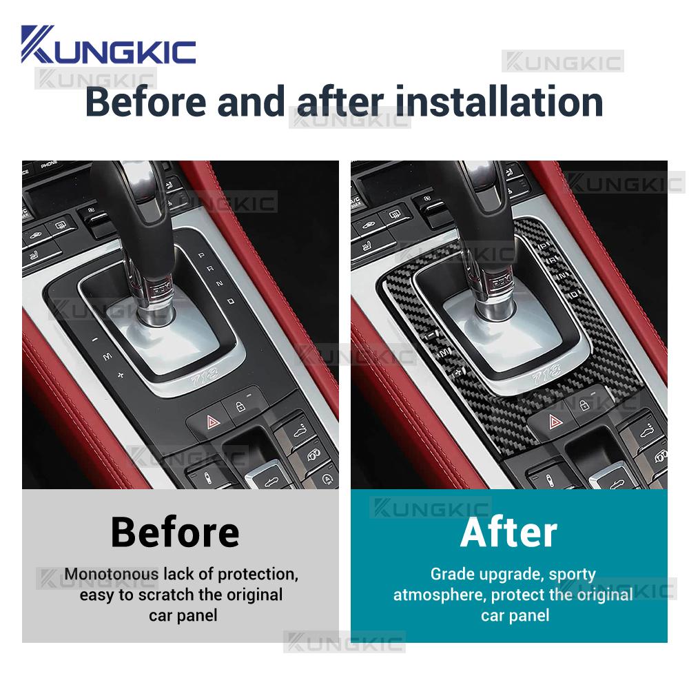 Real Soft Carbon Fiber Sticker For Porsche 718 2016 2017 2018 2019 2020 2021 2022 LHD RHD Car Gear Shift Panel Frame Trim