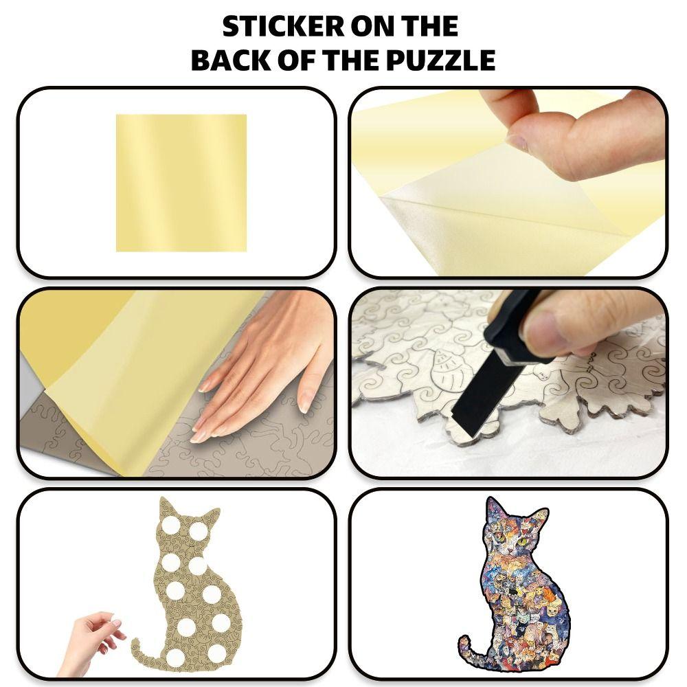 Small Cat Puzzle Ornaments Morandi-colored Cat-shaped Puzzle Vintage Cut Cat Pieces  Gift