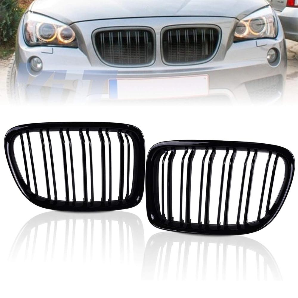 

2 шт. автомобильная решетка с двойной линией переднего бампера решетка радиатора совместима с E84 X1 18i 20i 25i 28i 2009-2015 автомобильные аксессуары чёрный