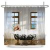 Funny Cute Cartoon Bathing Cat Dog Shower Curtains Bathroom Bathtub Decoration Waterproof Bath Curtain Home Decor With Hooks