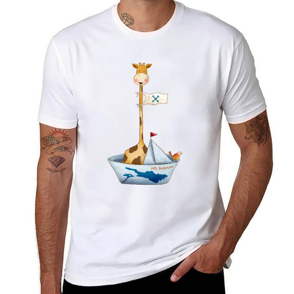 Ms Bodensee Giraffe And Bear On The High Seas TShirt Casual Loose Short Sleeve Tee For Unisex