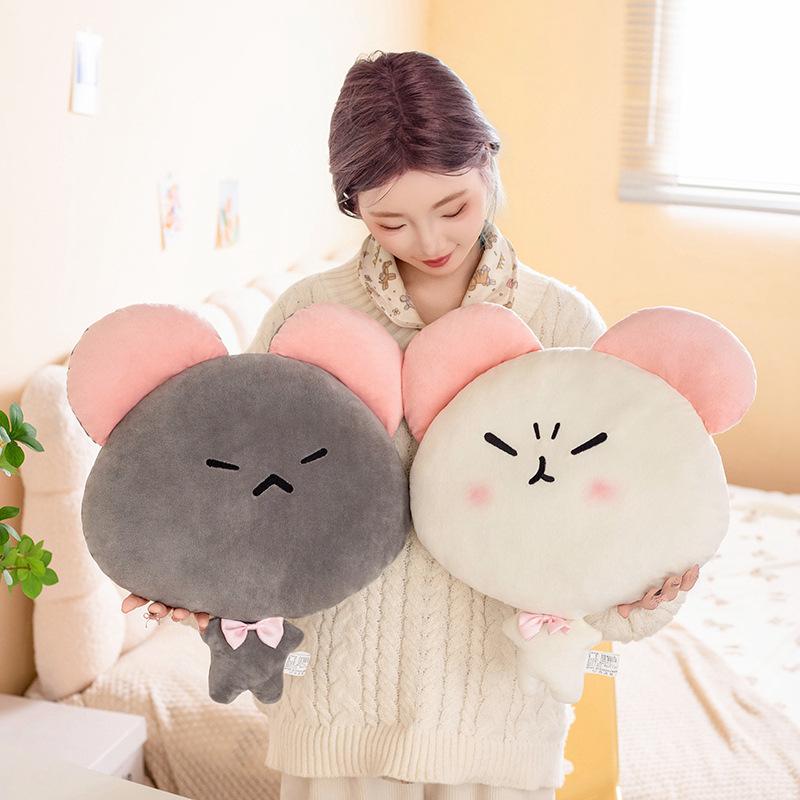 Cute Cute Expression Mouse Pillow Plush Toy Doll White Mouse Doll Home Pillow Doll