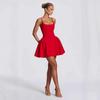 2025 Womens Strapless Backless Mini A-Line Tulle Dress Sexy Elegant Party Outfit Slim Fit Short In Red