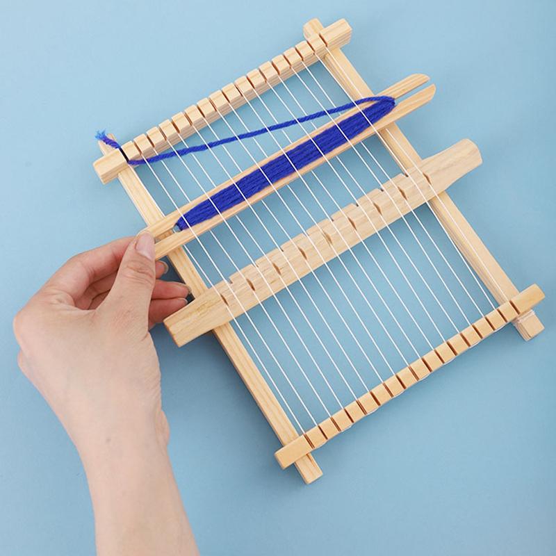 Children Wooden Diy Weave Loom Toys Set Pretend Play Hand Knitting Toys For Girls Household Knitting Machine Fine Motor Training
