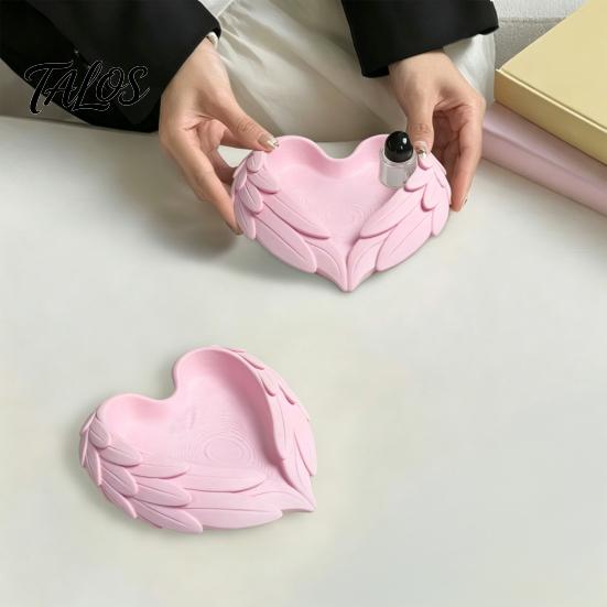 Multi-purpose Storage Tray 3D Printed Wing Tray, One-Piece Durable Matte Finish Organizer, Heart Jewelry Organizer Wings Design Decorative Holder, for