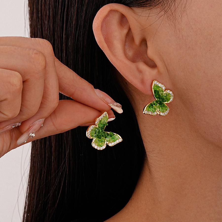 

Korean Style Mini Green Gradient Earrings , Chic and Sweet Design Stud Earrings for Women зелёный