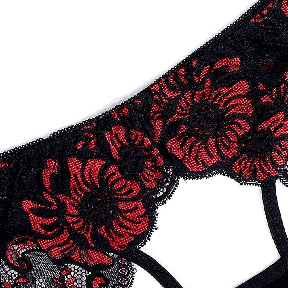 Sexy Lingerie Women's Panties Crotch Opening Transparent Briefs Jacquard Lace Underwear for Ladies Women Mesh Pantys