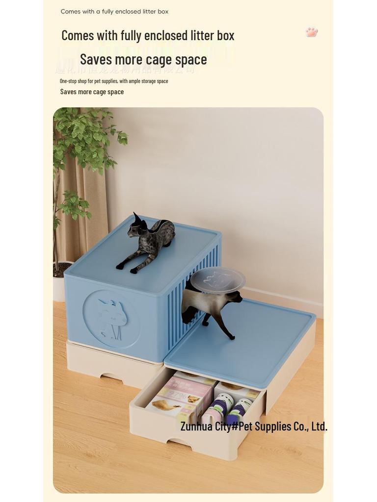 Extra-Large Multi-Layer Indoor Cat Villa with Integrated Toilet
