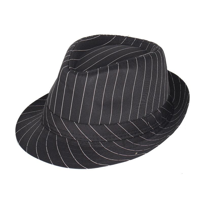 Middle-aged Men's Striped Top Hat, Solid Color Jazz Hat, Suit Material Hat, Wide Brim Design, Wide Brim Sun Hat, Large Brim.