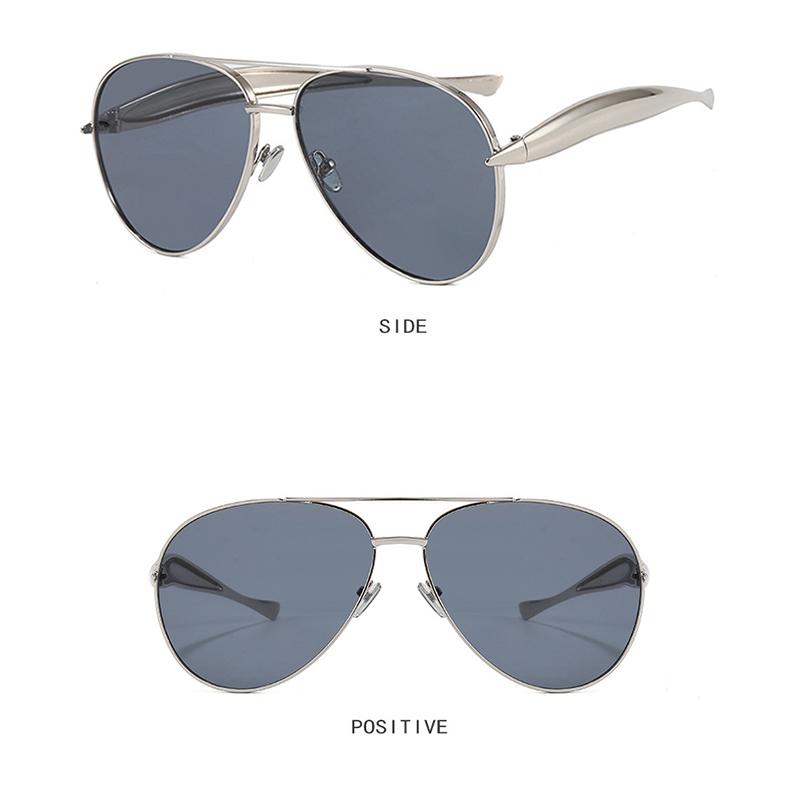 Luxus Metall Rund Dicke Fassung Sonnenbrille Lässig Uv400 Schutz Brille Für Damen Herren Doppelsteg Sonnenbrille