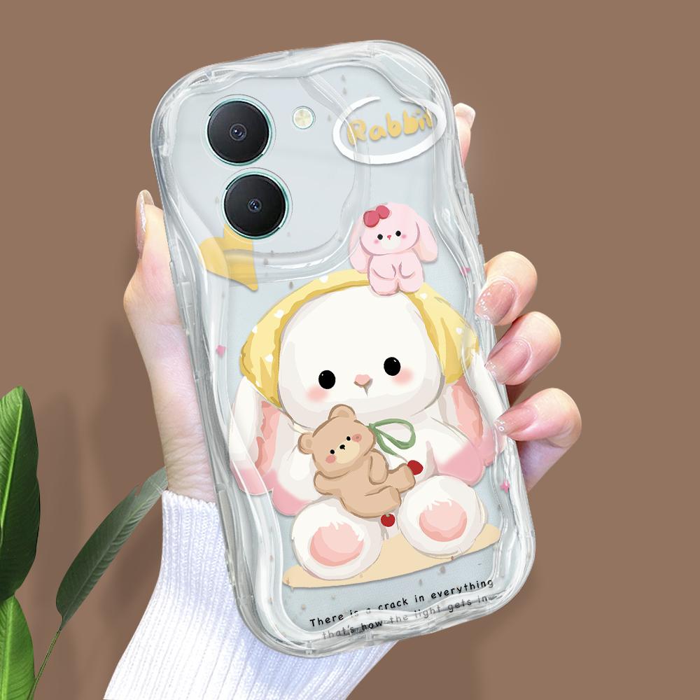 Cute Cartoon Pattern Cream Texture Casing Wavy Edge Soft Silicone Cover Phone Case for Vivo