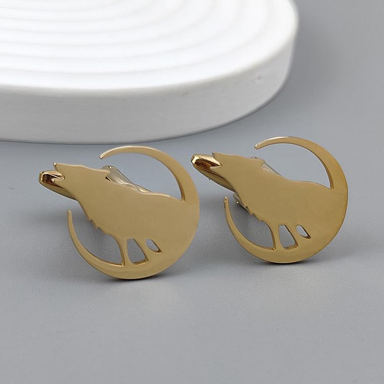 Moon Wolf Howl Gold-plated Badge, Women's Anti-exposure Buttons, Suit Lapel Pin, Collar Brooch, Formal Accessories