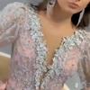 2025 new European and American cross-border women's clothing Amazon, dress sexy V-neck long-sleeved gold trailing evening dress