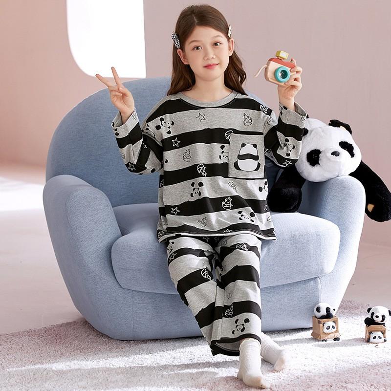Girls Long Sleeve Cotton Pajama Set Cartoon Print Home Sleepwear Ages 8 Fall Comfortable Kids Loungewear
