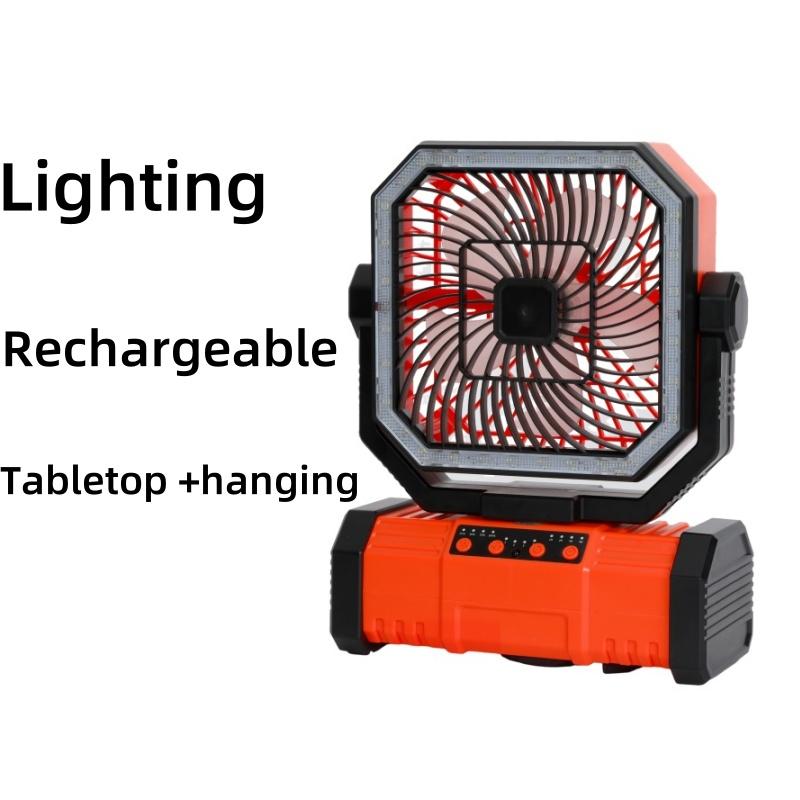

10000mAh LED Light Camping Fan High-Capacity Battery with Light & Hanging Hook USB Desk Fan for Camping, Power Outage, Outdoor