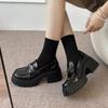 Black British High-heeled Loafers Women's 2025 Summer New Small Man Platform Commuter Mary Jane Small Leather Shoes