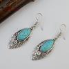 Artificial Turquoise Openwork Carved Drop Dangle Hook Earrings