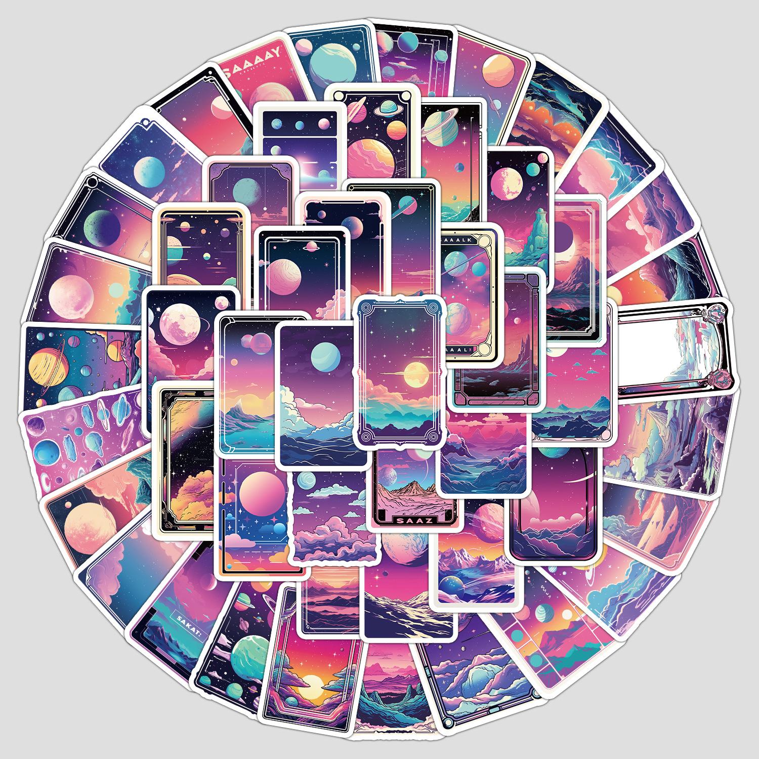 50 Cyber Planet Card Graffiti Stickers DIY Stationery Stickers Water Cup Computer Waterproof Decorative Stickers
