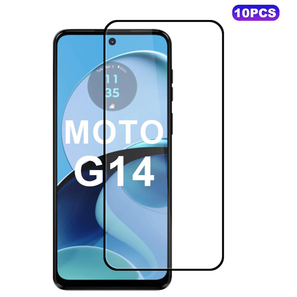 

10Pcs For Motorola Moto G14 4G Silk Printing Edge Screen Protector Full Glue Complete Covering Type A