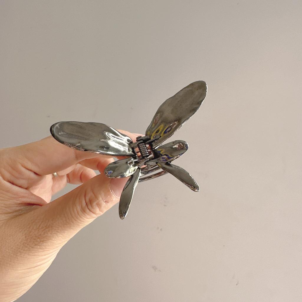 Large Metal Hair Claw Clip Fish Bone Irregular Hairpins Punk Style Silver Hair Claws Barrettes Women HairClips Hair Accessories