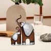 Elefantfigurer i thailandsk stil Mor og barn elefant Fengshui harpiksskulpturer for dekorasjon i hjemmet - (Sett med 2, brun)
