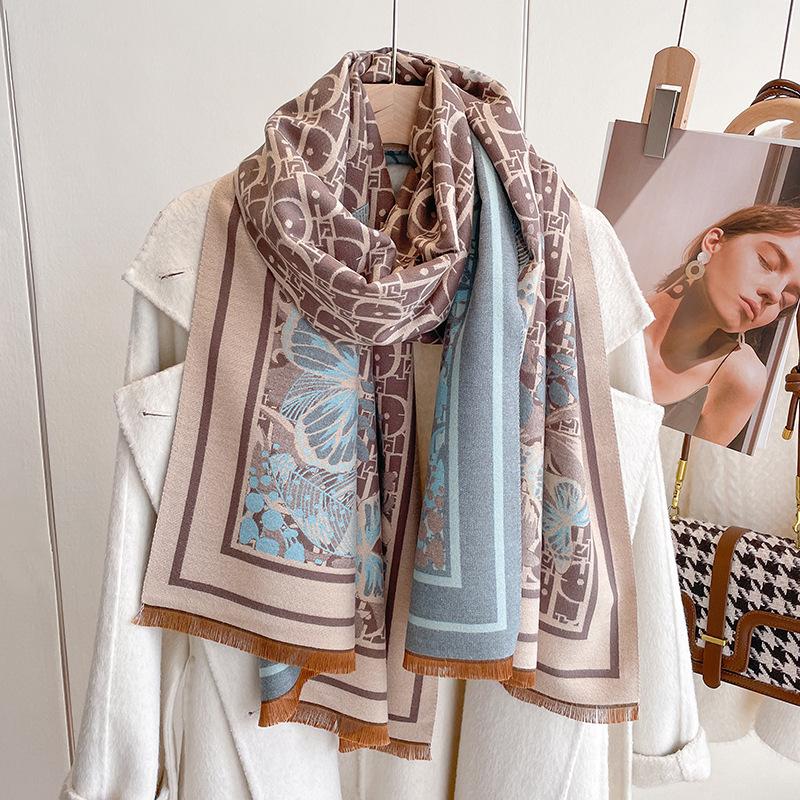 Scarf Women'S Air-Conditioned Room Shawl Thick Imitation Cashmere Thickened Windproof Scarf Letters
