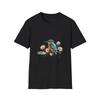 Kingfisher Watercolor Lotus Flower Nature Black Tee Bird Graphic T-Shirt
