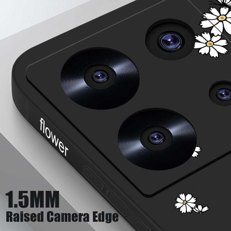 Flower Butterfly Print Myk Slim Case For Xiaomi 13T Poco X6 F6 X5 Redmi Note 13 12 11 Pro 10 Lens Beskyttelse Støtsikker Silikon lanyard telefondeksel