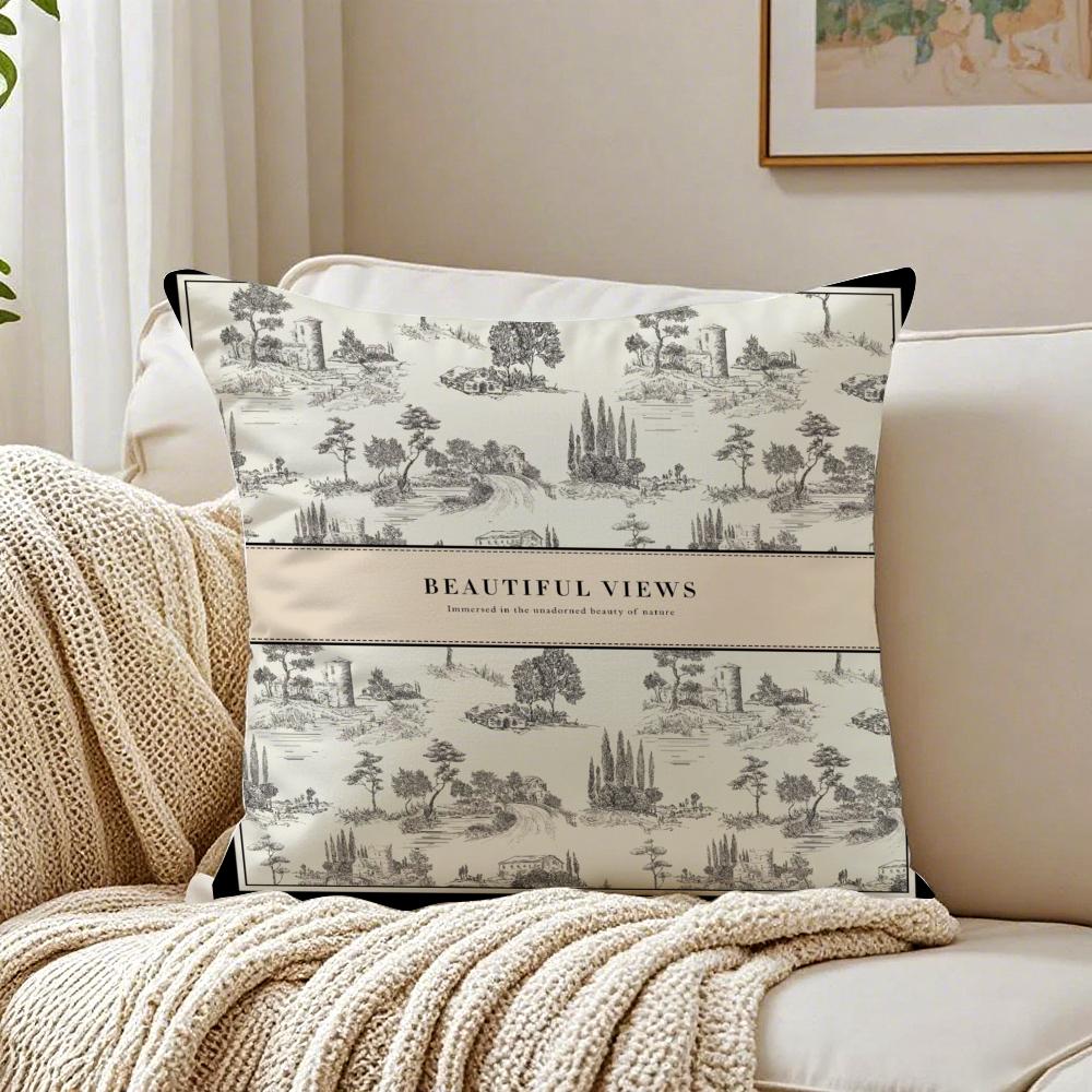 Simple Flower Painting Cushion Cover Pillowcase Antidustmite Living Room Sofa Decor Cushion Room