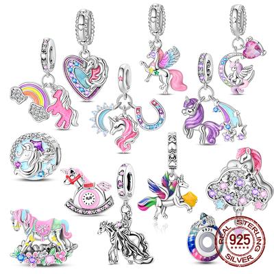 Breloques Licorne Mignonnes Colorées en Cuivre Perles S'adaptent Bracelet Original Pour Femmes Bricolage Perle Pour Création de Bijoux Assortis Cadeau