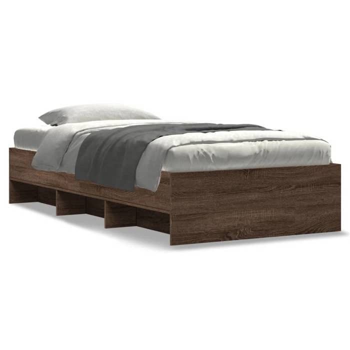 VidaXL Bed Frames Brown Oak 90x200 Cm Engineered Wood, Bedroom Furniture, Single Bed, Slatted Base, Bed, Frame 3295680