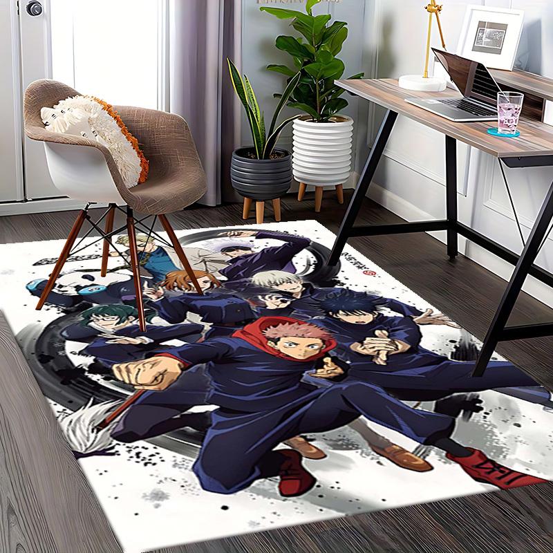 1pc Anime Cartoon Design Jujutsu Kaisen Characters Office Chair Mat Non-Slip Carpet for Home Decor, Suitable for All Seasons, Ideal Gift for Anime Lov