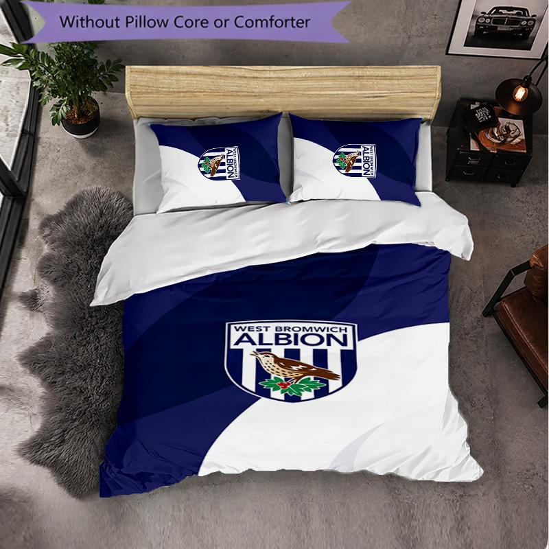 West Bromwich Albion Football Set Biancheria da Letto 3 Pezzi Morbido Set Copripiumino con Federe Set Decorazione Camera da Letto per la Casa