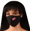 Touchstone American US Flag Embroidered 3 Layer Large Size Cotton Face Masks Reusable Washable Adjustable for Men, Women. (Pack of 1). Black