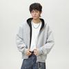 Men Heavy Weight American Color Block Loose Hooded Long Sleeve Zip Up Casual Hoodie Jacket
