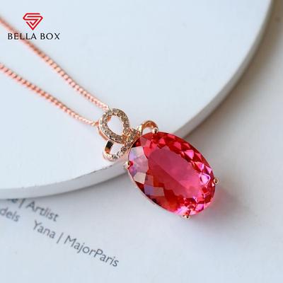 Nowy temperament czerwony turmalin kolor wisiorek skarb różowe złoto modny naszyjnik obojczykowy chluba pięknej biżuterii nowy modny