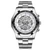 Binbond Skelett Non-Mechanisch Wasserdichte Herrenuhr - Schwarzes Metall & Blaues Design