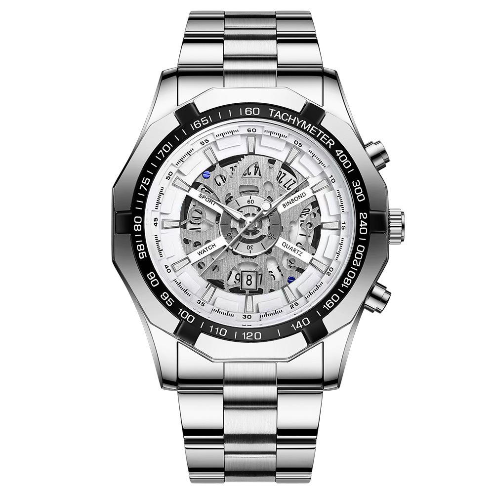 2024 Binbang Men s Waterproof Luminous Skeleton Watch - High-End Business Wristwatch