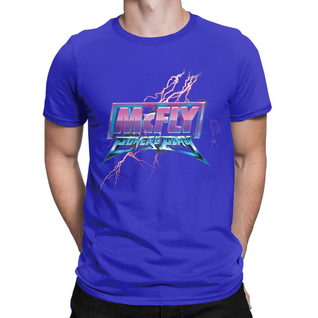 Men's T-Shirt McFly Power To Play Logo Awesome 100% Cotton Tee Shirt Short Sleeve Pop Rock T Shirt O Neck Clothing Plus Size