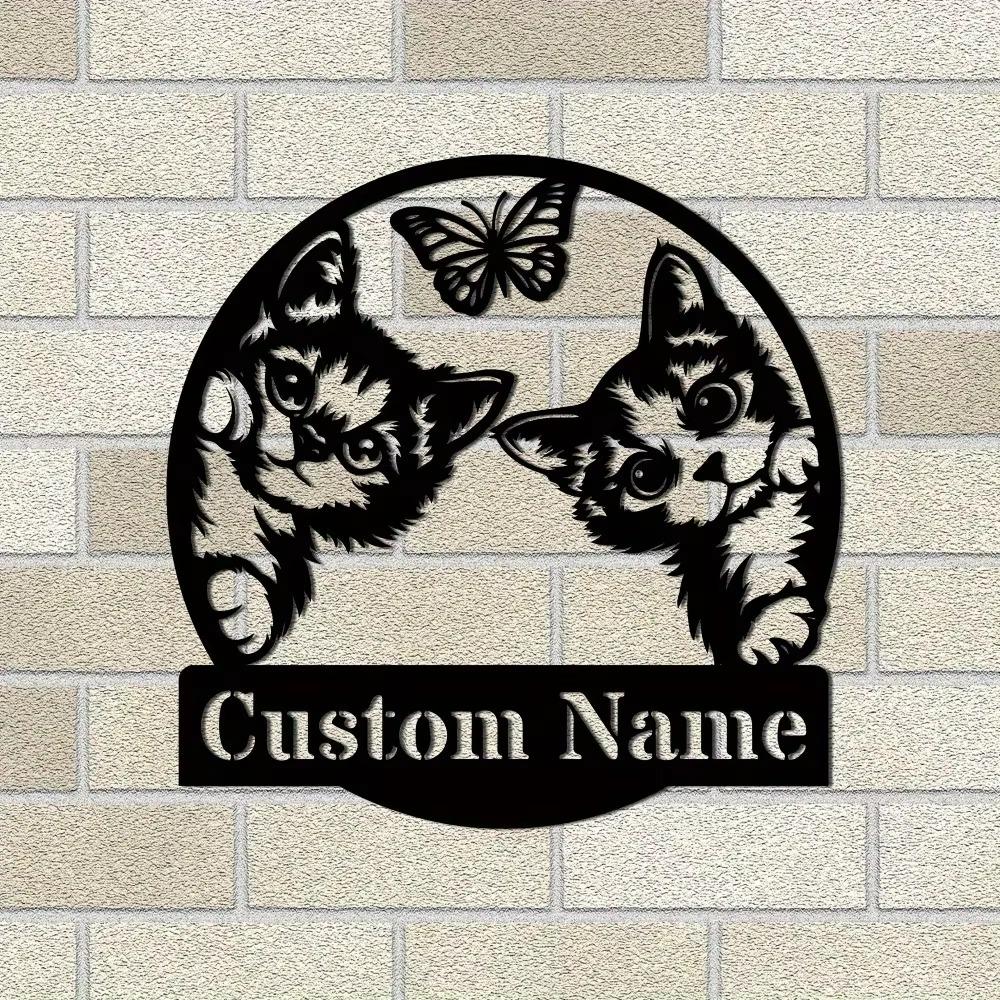 Exquisite Custom Metal Cat Wall Sign for Doorway Party Decor